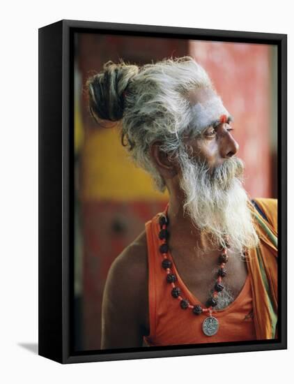 Portrait of a Sadhu, a Holy Man, Jaipur, Rajasthan State, India-Gavin Hellier-Framed Stretched Canvas