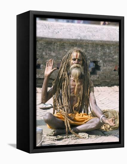 Portrait of a Sadhu, Hindu Holy Man, Pashupatinath Temple, Kathmandu, Nepal-Tony Waltham-Framed Stretched Canvas