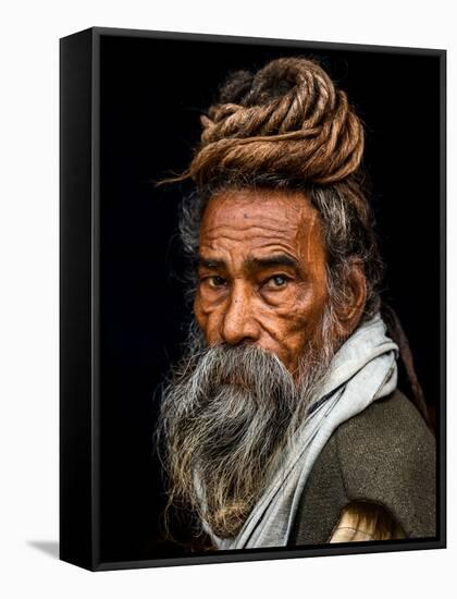 Portrait of a Sadhu...-Rakesh J.V-Framed Stretched Canvas