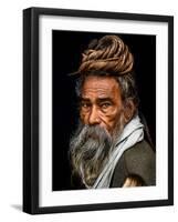 Portrait of a Sadhu...-Rakesh J.V-Framed Photographic Print