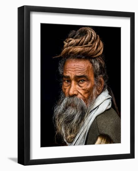 Portrait of a Sadhu...-Rakesh J.V-Framed Photographic Print