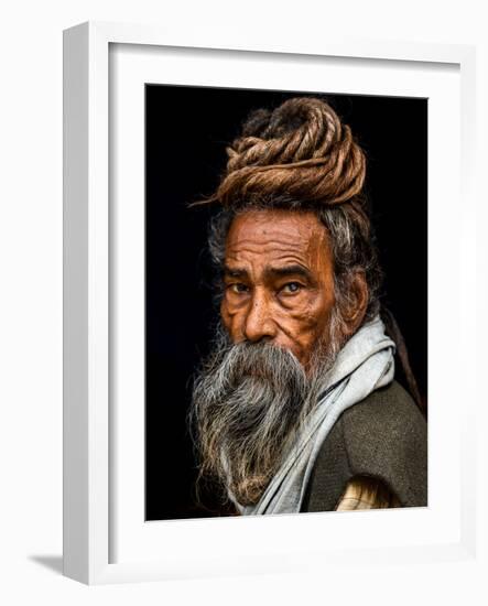 Portrait of a Sadhu...-Rakesh J.V-Framed Photographic Print