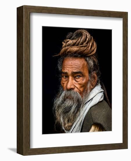 Portrait of a Sadhu...-Rakesh J.V-Framed Photographic Print