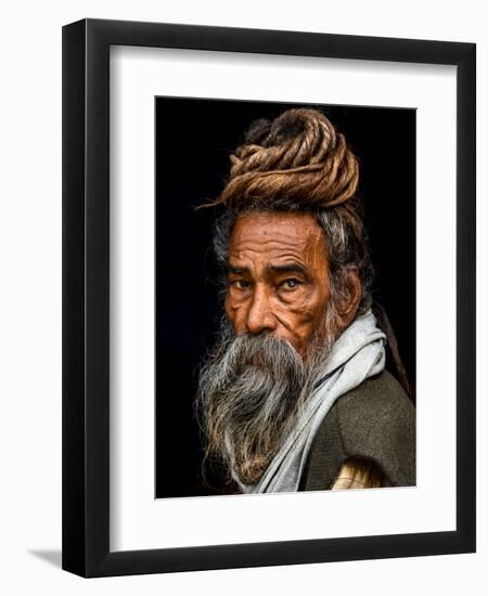 Portrait of a Sadhu...-Rakesh J.V-Framed Photographic Print