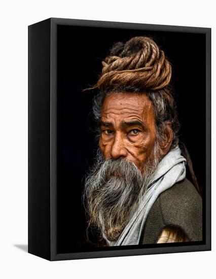 Portrait of a Sadhu...-Rakesh J.V-Framed Stretched Canvas