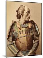 Portrait of a Samurai of Old Japan Armed with Full Body Armour, 1890 (Hand Coloured Albumen Photo)-null-Mounted Photographic Print