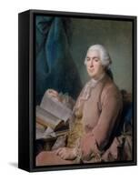Portrait of a Seated Gentleman with a Book-Maurice Quentin de La Tour-Framed Stretched Canvas