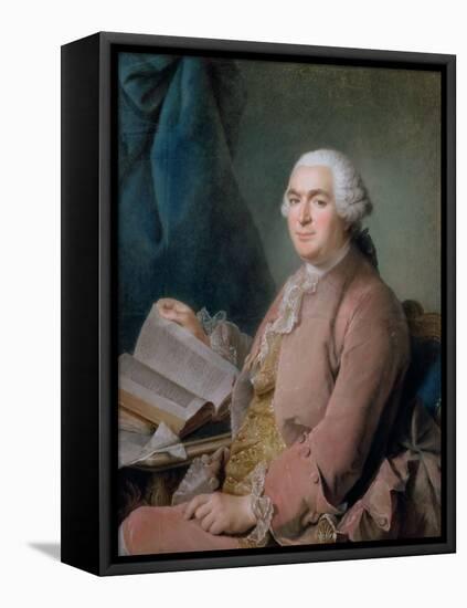 Portrait of a Seated Gentleman with a Book-Maurice Quentin de La Tour-Framed Stretched Canvas