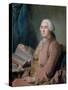 Portrait of a Seated Gentleman with a Book-Maurice Quentin de La Tour-Stretched Canvas