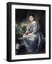 Portrait of a Seated Girl with a Landscape in the Background, 1842-Rafael Tejeo-Framed Giclee Print