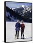 Portrait of a Senior Woman and a Young Woman Standing Wearing Skis-null-Framed Stretched Canvas