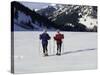 Portrait of a Senior Woman and a Young Woman Standing Wearing Skis-null-Stretched Canvas