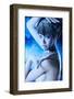 Portrait of a Snow Female Model over Sky of Stars and Snow. Fashion, Beauty.-prometeus-Framed Photographic Print