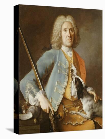 Portrait of a Sportsman Holding a Gun with a Hound-Jean-Baptiste Oudry-Stretched Canvas