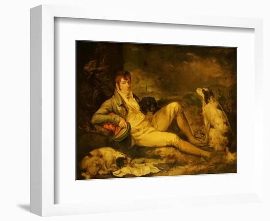 Portrait of a Sportsman, Traditionally Identified as Colonel Thornton, with His Two Spaniels-George Morland-Framed Giclee Print