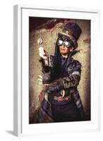 Portrait Of A Steampunk Man In The Ruins-prometeus-Framed Art Print