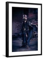 Portrait Of A Steampunk Man In The Ruins-prometeus-Framed Art Print