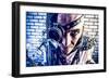 Portrait Of A Steampunk Man With A Mechanical Devices Over Brick Wall-prometeus-Framed Premium Giclee Print