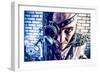 Portrait Of A Steampunk Man With A Mechanical Devices Over Brick Wall-prometeus-Framed Premium Giclee Print