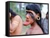 Portrait of a Suya Indian Man with Lip Plate, Brazil, South America-Robin Hanbury-tenison-Framed Stretched Canvas