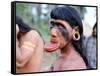 Portrait of a Suya Indian Man with Lip Plate, Brazil, South America-Robin Hanbury-tenison-Framed Stretched Canvas