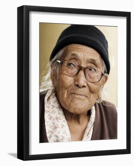 Portrait of a Tibetan Woman, Mcleod Ganj, Dharamsala, Himachal Pradesh State, India-Jochen Schlenker-Framed Photographic Print