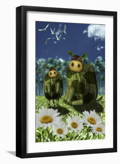Portrait of a Traditional Cow Family-Carrie Webster-Framed Giclee Print