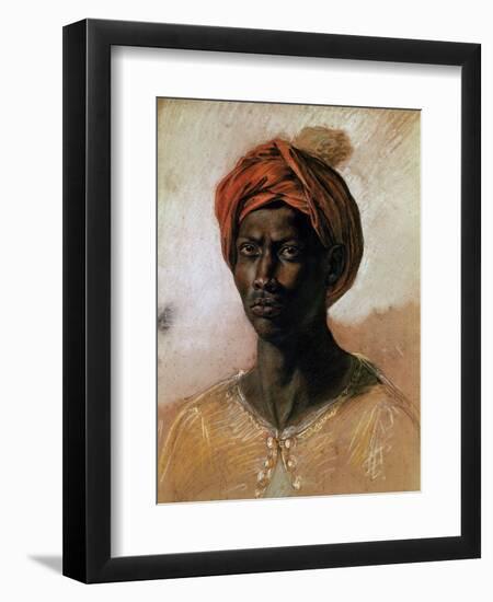 Portrait of a Turk in a Turban, circa 1826-Eugene Delacroix-Framed Premium Giclee Print