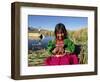 Portrait of a Uros Indian Girl Holding Pan Pipes, Islas Flotantes, Lake Titicaca, Peru-Gavin Hellier-Framed Photographic Print