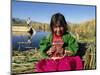 Portrait of a Uros Indian Girl Holding Pan Pipes, Islas Flotantes, Lake Titicaca, Peru-Gavin Hellier-Mounted Photographic Print