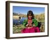 Portrait of a Uros Indian Girl Holding Pan Pipes, Islas Flotantes, Lake Titicaca, Peru-Gavin Hellier-Framed Photographic Print