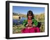 Portrait of a Uros Indian Girl Holding Pan Pipes, Islas Flotantes, Lake Titicaca, Peru-Gavin Hellier-Framed Photographic Print