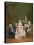 Portrait of a Venetian Family with a Manservant Serving Coffee-Pietro Longhi-Stretched Canvas