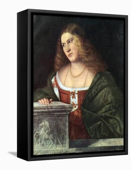 Portrait of a Woman, 1485-1547-Giovanni Cariani-Framed Stretched Canvas