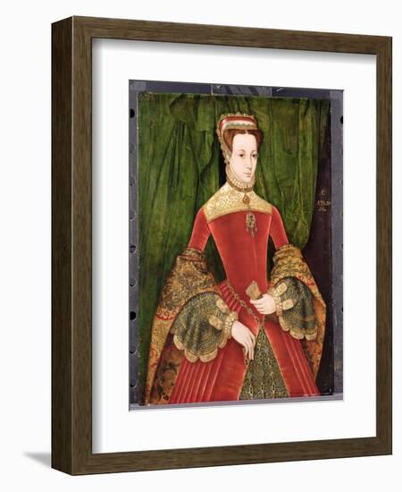 Portrait of a Woman, Aged 16, Previously Identified as Mary Fitzalan, Duchess of Norfolk, 1565-Hans Eworth-Framed Premium Giclee Print