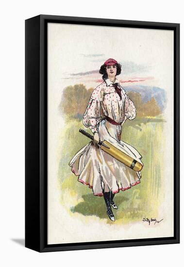 Portrait of a Woman Cricketer-null-Framed Stretched Canvas