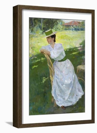 Portrait of a Woman (En Plein Ai), 1899-Sergei Arsenyevich Vinogradov-Framed Giclee Print