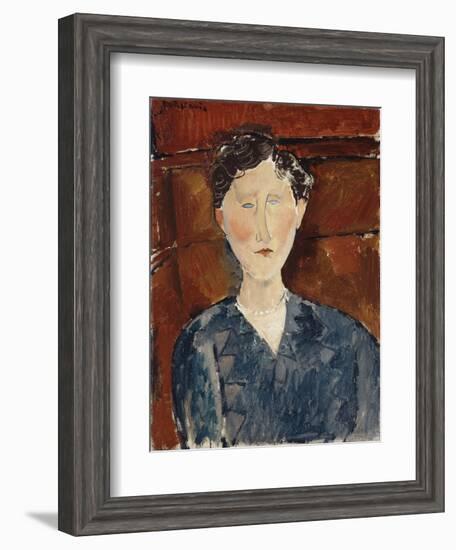 Portrait of a Woman in a Blue Blouse, C.1916-Amedeo Modigliani-Framed Giclee Print