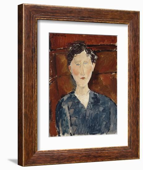 Portrait of a Woman in a Blue Blouse, C.1916-Amedeo Modigliani-Framed Giclee Print