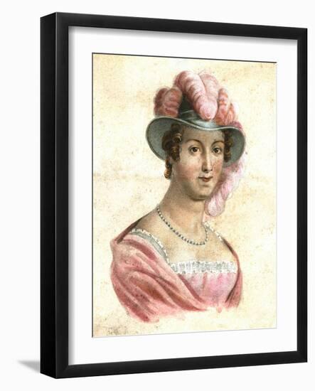 Portrait of a Woman in a Feathered Hat, C1750-1850-null-Framed Giclee Print
