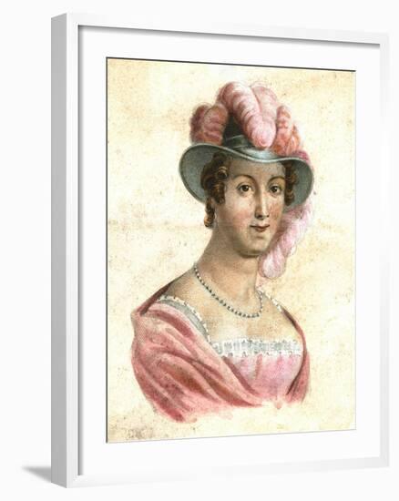 Portrait of a Woman in a Feathered Hat, C1750-1850-null-Framed Giclee Print