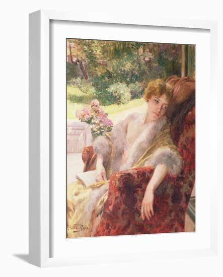 Portrait of a Woman in a Fur Wrap-Herman Richir-Framed Giclee Print