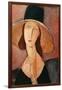 Portrait of a Woman (Jeanne Hébuterne) in Large Hat, c.1918-Amedeo Modigliani-Framed Giclee Print