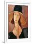 Portrait of a Woman (Jeanne Hébuterne) in Large Hat, c.1918-Amedeo Modigliani-Framed Giclee Print