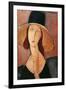 Portrait of a Woman (Jeanne Hébuterne) in Large Hat, c.1918-Amedeo Modigliani-Framed Giclee Print