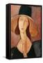 Portrait of a Woman (Jeanne Hébuterne) in Large Hat, c.1918-Amedeo Modigliani-Framed Stretched Canvas