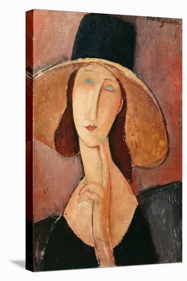 Portrait of a Woman (Jeanne Hébuterne) in Large Hat, c.1918-Amedeo Modigliani-Stretched Canvas