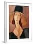 Portrait of a Woman (Jeanne Hébuterne) in Large Hat, c.1918-Amedeo Modigliani-Framed Giclee Print