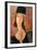 Portrait of a Woman (Jeanne Hébuterne) in Large Hat, c.1918-Amedeo Modigliani-Framed Giclee Print