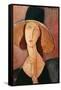 Portrait of a Woman (Jeanne Hébuterne) in Large Hat, c.1918-Amedeo Modigliani-Framed Stretched Canvas